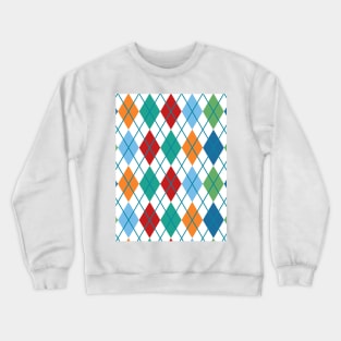 Argyle Print Pattern Green Blue Red Orange Gold Retro Vintage Punk Crewneck Sweatshirt